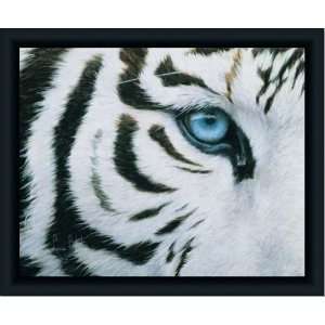  White Eye Siberian Tiger Wildlife Decor Print Framed