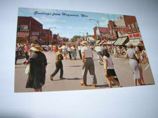 old Hayward Wisconsin postcard after Musky Festival Parade  