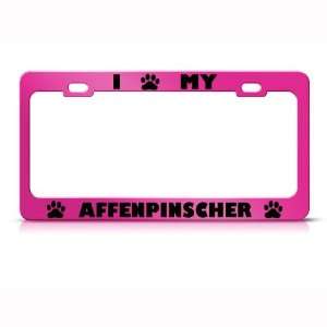  Affenpinscher Dog Pink Animal Metal license plate frame 