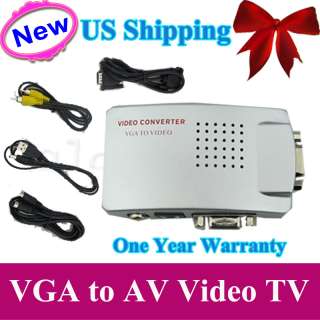 New D PC VGA to TV AV RCA Video Converter Adapter Switch Box us fast 