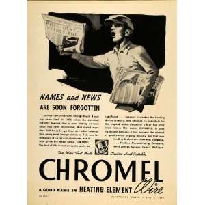  Co. Chromel Wire Newsboy   Original Print Ad