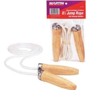  Martin Cotton Jump Rope Wood Bearing Handles WHITE 9  6 