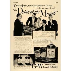   Drink Recipe G & W Whiskey Rye   Original Print Ad