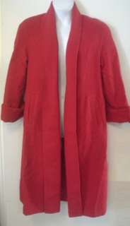   RED 100% WOOL LINED CAR COAT CLASSIC STYLING WINTER HOLIDAY  
