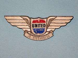 Vintage United Airlines Jr. Stewardess Wings Pin  