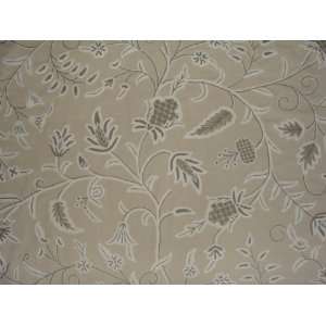  Crewel Fabric Amy Neutrals on Taupe Brown Cotton Duck 