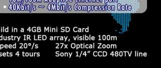 CCTV 480TVL IR IP Network PTZ Camera Recorder 27xZoom  