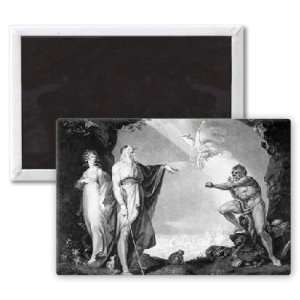  Prospero, Miranda, Caliban and Ariel, plate   3x2 inch 
