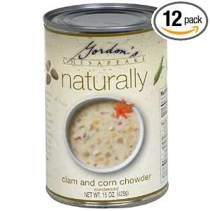 Gordons Naturally Clam and Corn Chowder, 15 Ounce Cans (Pack of 12 
