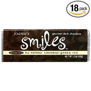 Joanies Smiles Dark Chocolate Bars, Coconut Green Tea, 2 Ounce Bars 