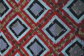 HANDSOME 20s Windowpane Wool Antique Quilt ~GRAPHIC  
