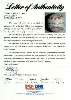 500 HOME RUN CLUB SIGNED BY 10 BASEBALL BALL PSA/DNA MICKEY MANTLE 