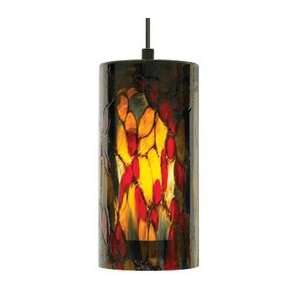   Pendant   Fusion Jack, Bronze Finish with Blue   Amber   Red Glass