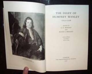 Humphrey Wanley Diary, 18th C Antiquarian Bk Collector  