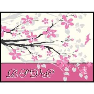    Magnolia branch pink wedding custom RSVP stamp