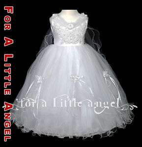 White Flower Girl Wedding Pageant Holiday Dress 609 s 4  