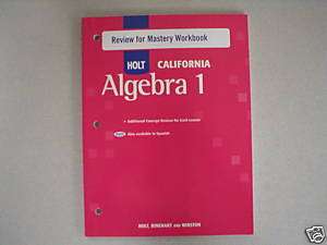 Holt California Algebra 1 Review Workbook 2008 NEW  