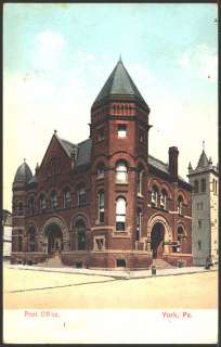York Pennsylvania PA 1907 Post Office Vintage Postcard  
