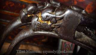 Wonderful Amazing Pair Old Antique Tibetan Noble Silvered Gilded Iron 