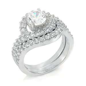  (A3RSZ9095) Delightfully Dazzling Silver Wedding Ring Set 