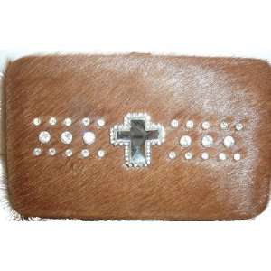 Horse Hair Flat Frame Western Wallet With Rhinestone Accents Squared 