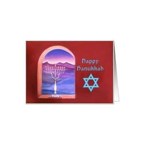 Happy Hanukkah Menorah in a Window Card