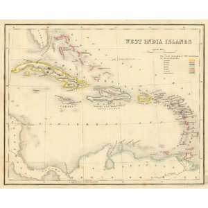  Whyte 1840 Antique Map of the West Indies