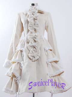 Gothic Lolita winter wool Coat christmas beige dress914  