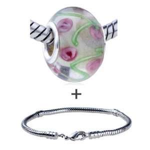   Glass European Bead Bracelet Fits Pandora Charms Pugster Jewelry