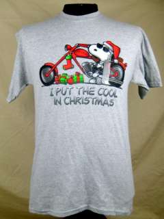 Peanuts Snoopy Motorcycle Joe Cool I Put The Cool In Christmas T shirt 