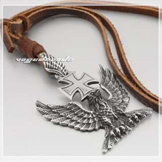 316L Stainless Steel American Eagle Cross Pendant 4S022  