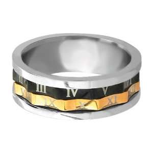   316L Stainless Steel, PVD Black, PVD Gold Roman Numerals   Size 12