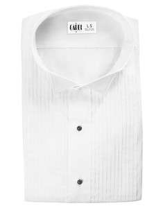 NEW Cardi White Wing Collar Pleated Tuxedo Shirt Microfiber Tux Formal 