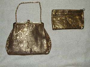 Vintage Whiting & Davis Gold Mesh Evening Bag w/Matching Change Purse 