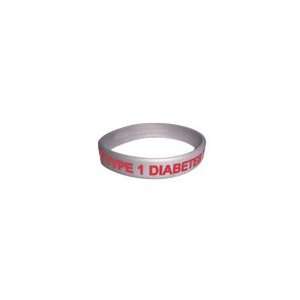  Type 1 Diabetes Silver with Red Color Fill Large Health 