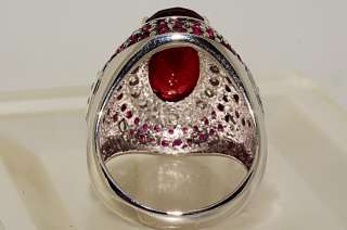 500 10.01CT OVAL,ROUND CUT RUBY & WHITE TOPAZ RING SIZE 7  