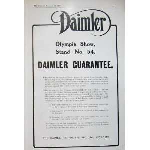  1908 Advert Daimler Motor Car Olympia Clyde Clement