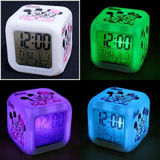 Color Lovey LED Digital Mickey Mouse Alarm Clock New  
