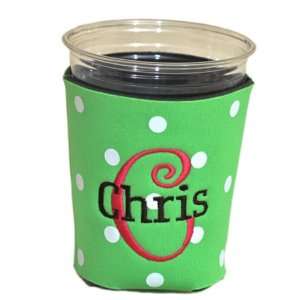   Polka Dot Party Cup Koozie with Initial and Name