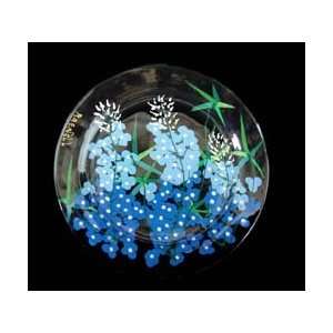  Texas Bluebonnets Design   Hand Painted   Glass Snack/Cake 
