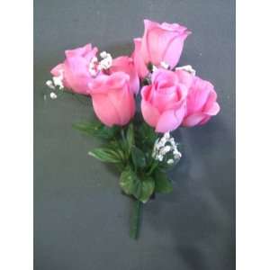    Tanday (Fuschia) 4 Rose Bud Wedding Bouquet. 