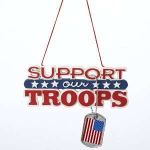  Support Our Troops Plaque with Dog Tag Dangle Christmas 