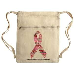   Bag Sack Pack Khaki Cancer Pink Ribbon Support Breast Cancer Awareness