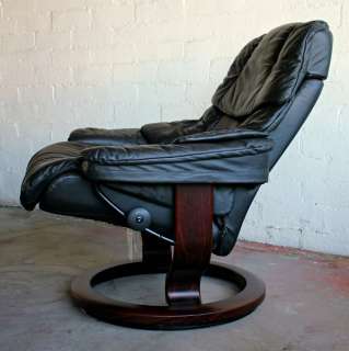 NEW PERFECT BLACK LEATHER EKORNES STRESSLESS LARGE RECLINER 