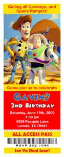 Set of 10 Toy Story Personalized Ticket Invitations  