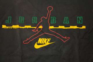 VINTAGE Nike Air Jordan JUMPMAN Logo Shirt BLACK RED GREEN YELLOW Sz 