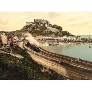 Vintage Travel Poster   Jersey Gorey and the castle Channel Island 