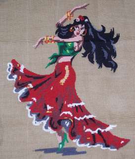   18 Vintage PREWORKED Needlepoint  cross stitch Pretty Spanish Dancer