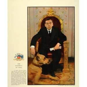 1938 Arturo Alessandri Palma President Chile Portrait   Original Print