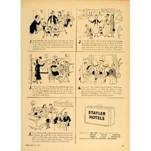  1949 Ad Statler Hotels Doorman Service Aide Cartoon 